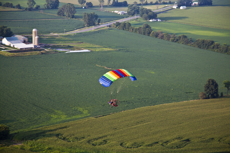 Infinity PPC flying over farm fields